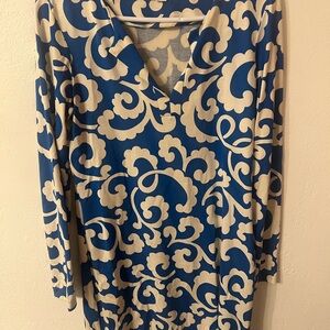 Diane Von Furstenberg Blue and Cream Dress